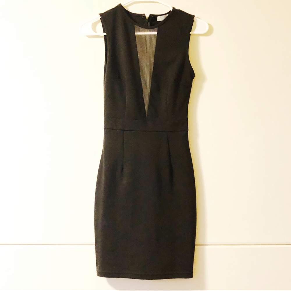 Tobi black dress with mesh panel